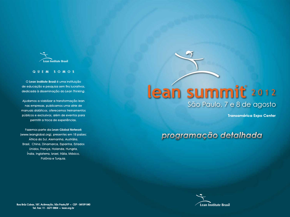 Criação do projeto gráfico para o folder 'Lean Summit 2012 - programação completa'