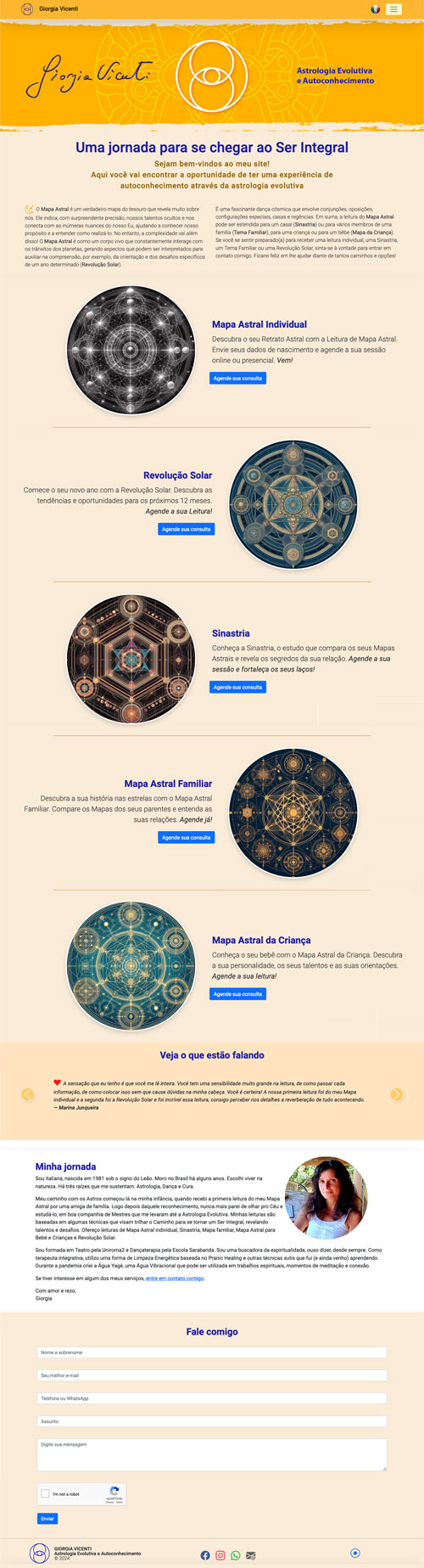 Landing page pour l'astrologue Giorgia Vicenti - Astrologie Évolutive et Connaissance de Soi